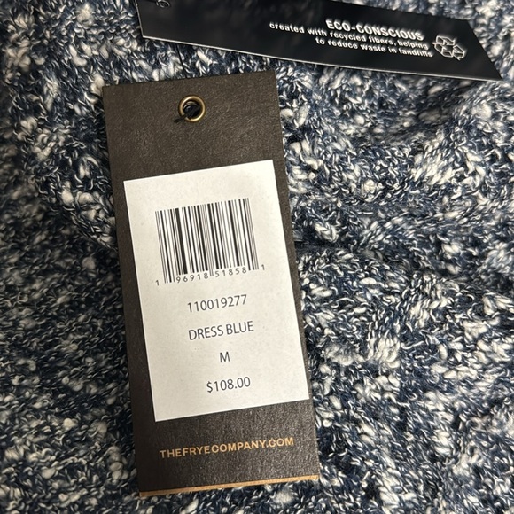 Frye Sweater blue heather Cardigan open hang size Medium New With Tags - Picture 5 of 11